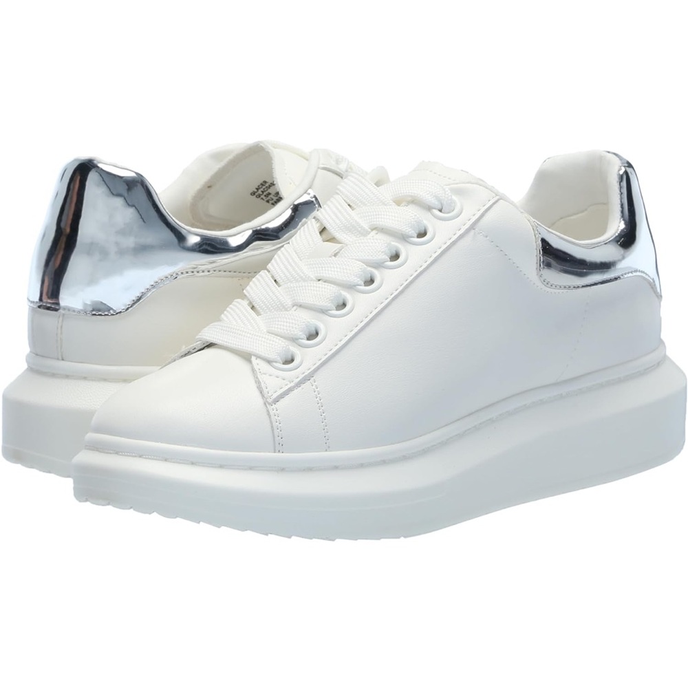 STEVE MADDEN “GLACER” PLATFORM SNEAKER Women's Size-7 White and Silver